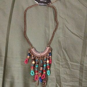 TARAMANDO Boho Style Beaded Costume Jewelry Statement Necklace NWT